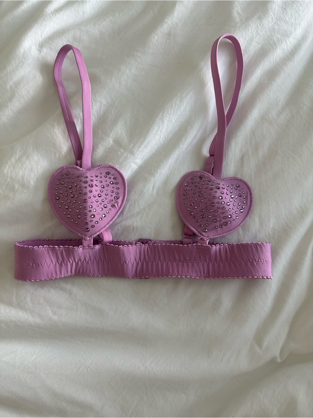 SKIMS Lilac Heart Pasties Bra Harness with Rhinestones